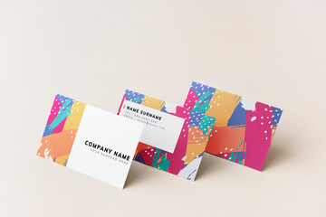 Colorful business cards mockup design