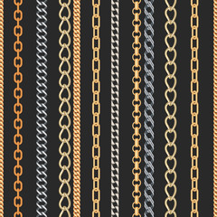 Gold and silver Chain Jewelry seamless pattern.