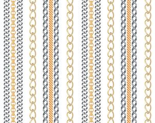 Gold and silver Chain Jewelry seamless pattern.