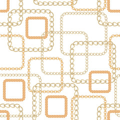 Gold and silver Chain Jewelry seamless pattern.