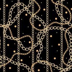 Gold and silver Chain Jewelry seamless pattern.