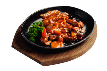 Beef stroganoff in cast iron pan