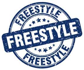 freestyle blue grunge round vintage rubber stamp