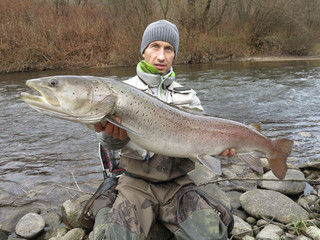Danube salmon fishing in central Europe