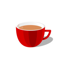 Coffee in red mug.