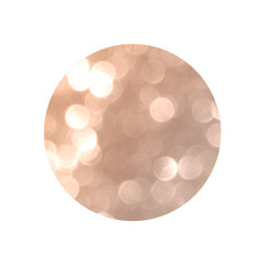 Round with rose gold glitter bokeh lights isolated on white background. Can be used as place for...