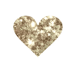 Heart with silver glitter stars isolated on white background. Can be used as place for your text, design element