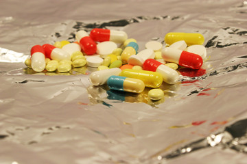 Pharmaceutical medicament, cure in container for health and heart