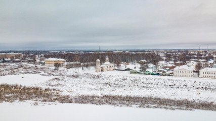 Aerial monasteries and churches in Veliky Ustyug is a town in Vologda Oblast, Russia