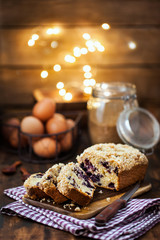 Lemon and blueberry crumble loaf cake