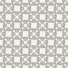 Vector seamless interlacing circles pattern. Simple abstract lattice. Repeating geometric tiles with weaved lines.