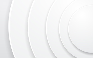 White abstract background. Circle multi layer shape in center composition.   