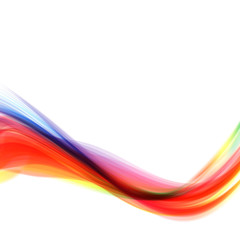 Abstract bright wave isolated on white background. Vector illustration for curl motion design. Colorful energy smoke horizontal layout banner. Cool curl wave header element. Modern bright colors.