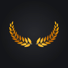 Vector image of Laurel wreath Golden gradient on dark background [преобразованный]