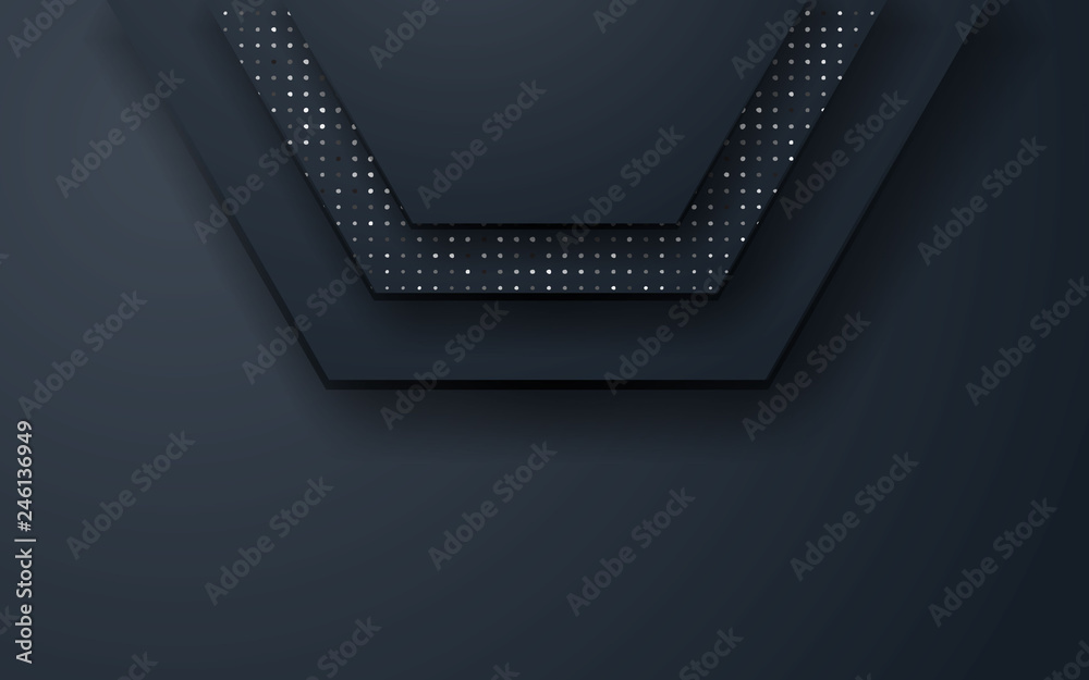 Fototapete black polygon abstract background with colorful glitters. polygon geometric paper shapes.