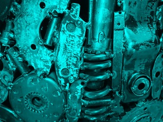 koła zębate silnika jako abstrakcyjne tło przemysłowe lub maszynowe, zestaw narzędzi