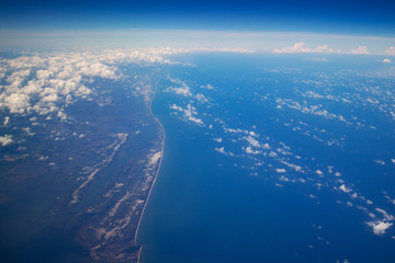 Fototapeta na wymiar Blue sky view Cloudy Pacific Ocean Take from airplane at Vietnam