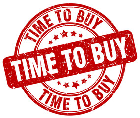 time to buy red grunge round vintage rubber stamp