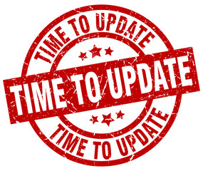 time to update round red grunge stamp