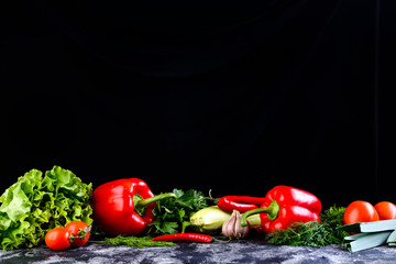 fresh vegetables black background mockup for copy space