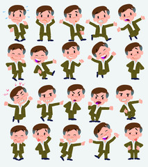 Cartoon character businessman in casual style. Set with different postures, attitudes and poses, doing different activities in isolated vector illustrations.