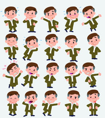 Cartoon character businessman in casual style. Set with different postures, attitudes and poses, doing different activities in isolated vector illustrations.