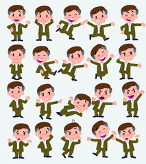 Cartoon character businessman in casual style. Set with different postures, attitudes and poses, doing different activities in isolated vector illustrations.