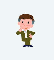 Businessman in casual style thoughtful and happy.