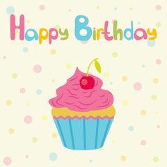 Vector greeting card on the theme of the birthday celebration.