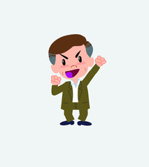 Businessman in casual style cheering enthusiastically.