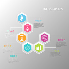 Vector illustration of infographics options with six.