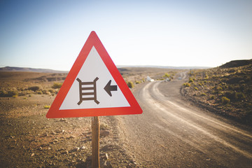 Iconic scenes from the karoo region in South Africa, gravel roads and semi desert conditions