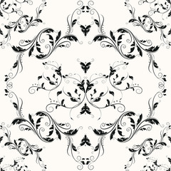 Luxury fabric romantic texture. Elegant curly baroque design. Vintage victorian vector seamless pattern.
