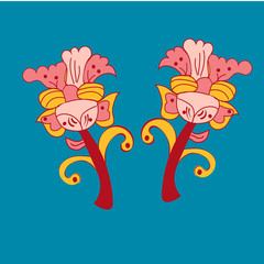 A mosiac Kalamkari design with floral motifs