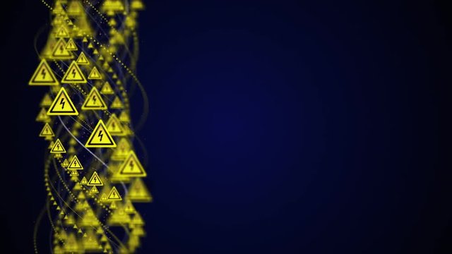High Voltage, Lighting Bolt, Arrow, Danger Concept Symbols, Skeleton Animation, Background, Rendering, Loop, 4k
