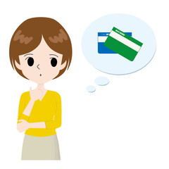 通帳を思い浮かべる女性