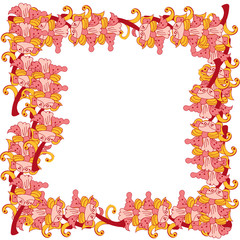 A mosiac Kalamkari design with floral motifs