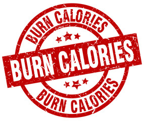 burn calories round red grunge stamp