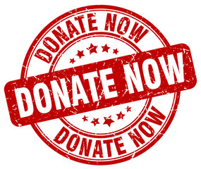 donate now red grunge round vintage rubber stamp