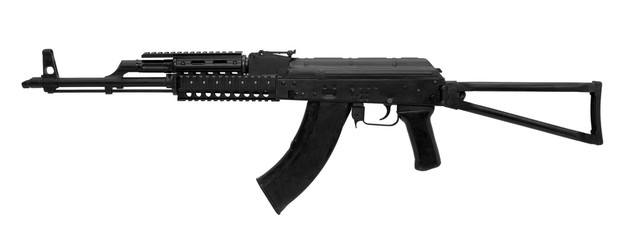 Modern automatic rifle isolated on white