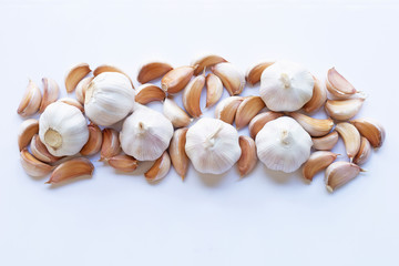 Garlic on white background.