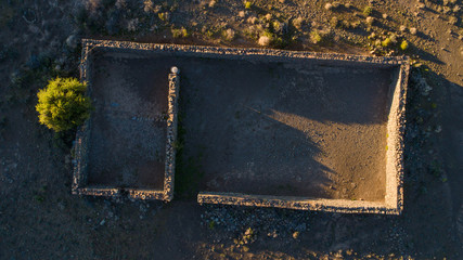 Wide angle view of an old abandoned building in the karoo region of south africa