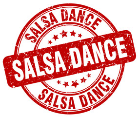 salsa dance red grunge round vintage rubber stamp