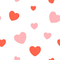 Valentines Day, Red Hearts Seamless Pattern
