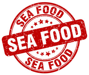 sea food red grunge round vintage rubber stamp