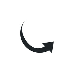 Simple black icon on white background. Repeat icon. Vector illustration web design element. curve arrow