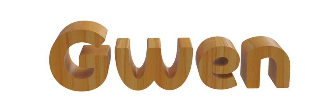 gwen in 3d wooden name isolated