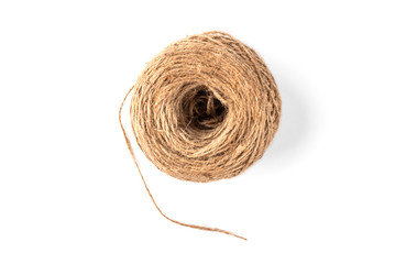 Linen twine isolated on white background. 