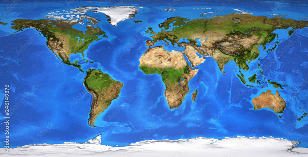 Canvas Prints high resolution flat world map in summer
