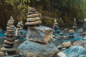 Pyramid of Zen stones for perfect meditation
